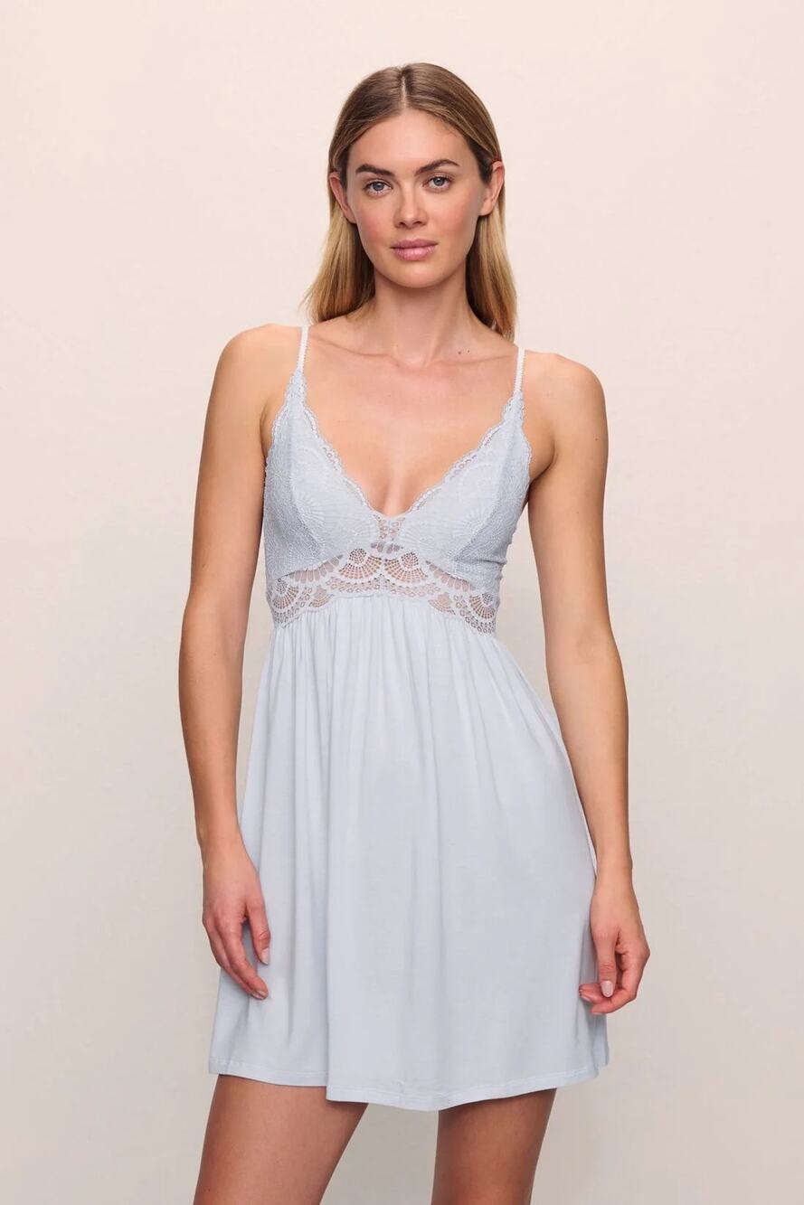 Eberjey Womens Large Ice Blue Mariana Tencel Modal Chemise Luxury Lingerie C28-4